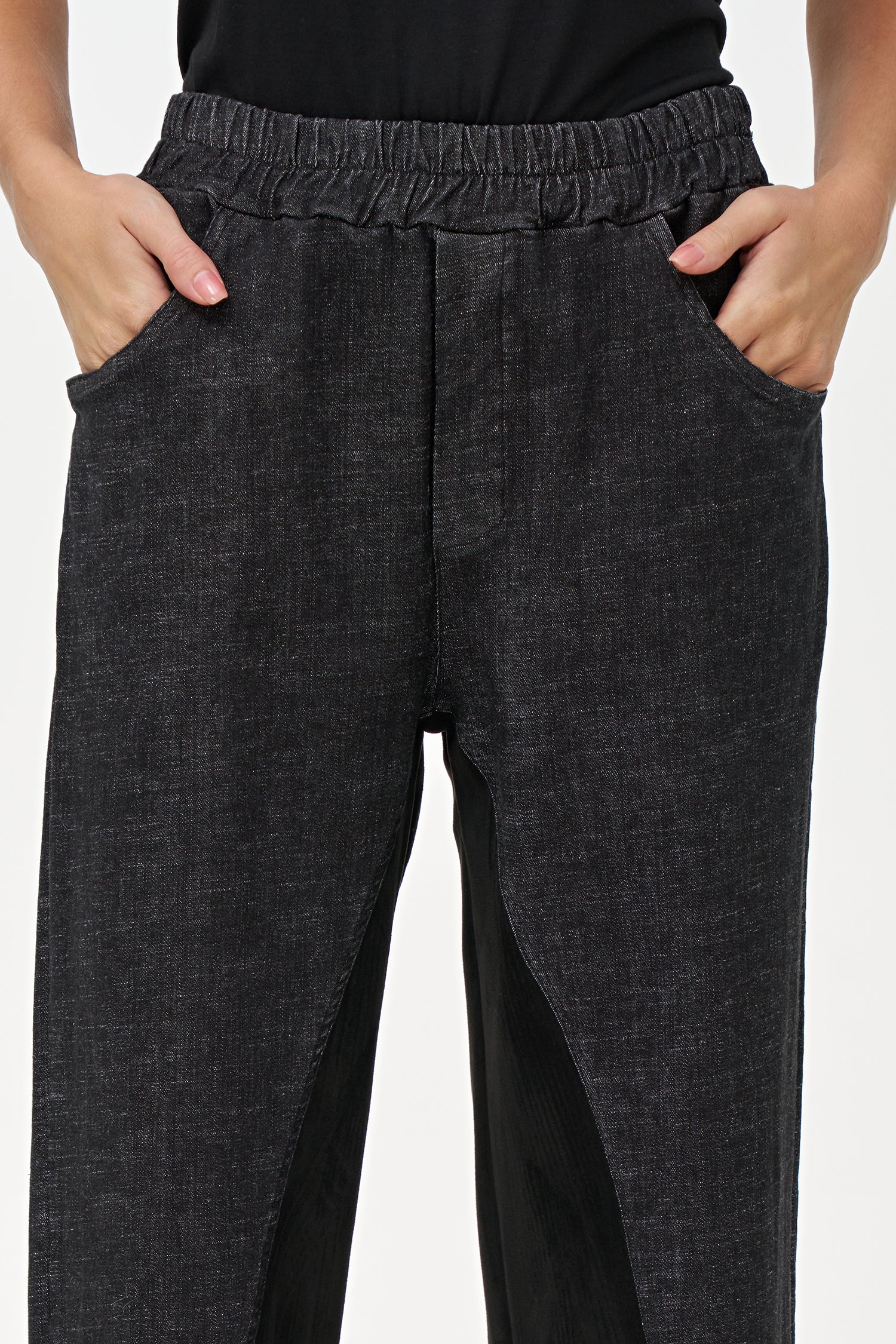 Denim & Faux Suede Pants