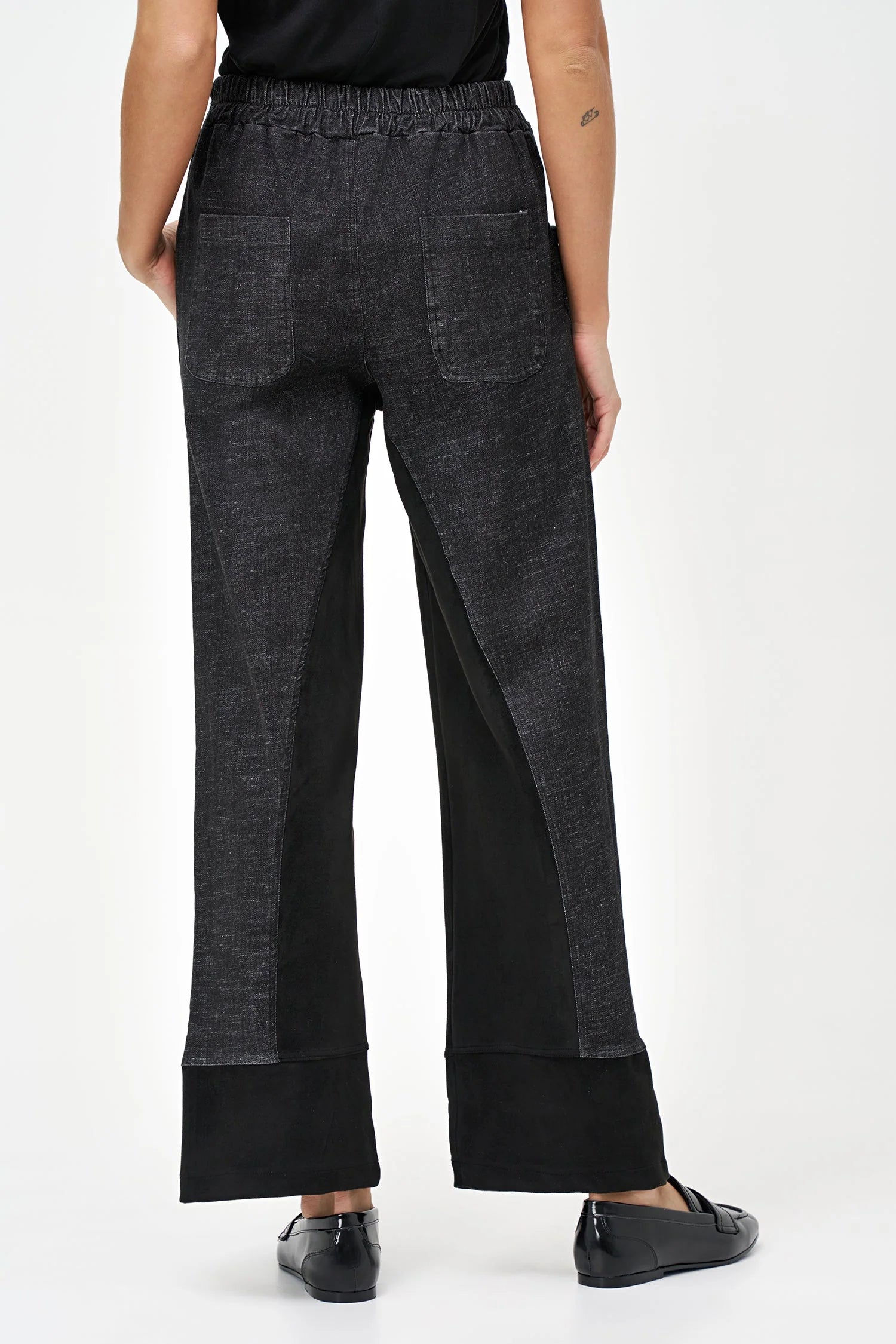 Denim & Faux Suede Pants
