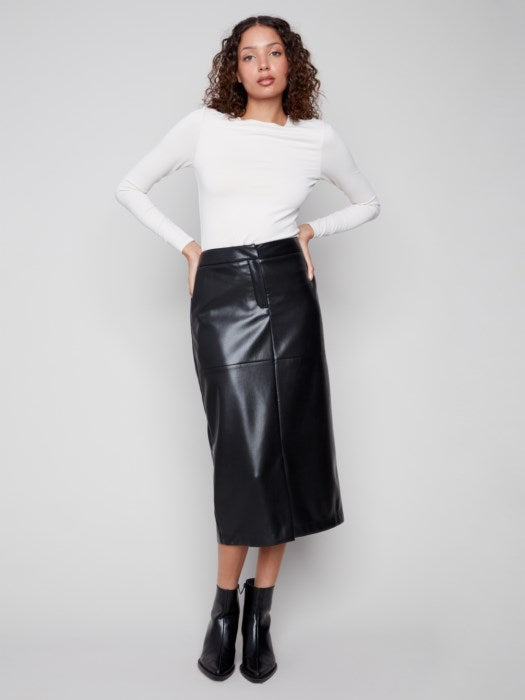 Faux Leather Long Skirt