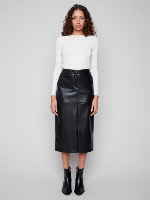 Faux Leather Long Skirt