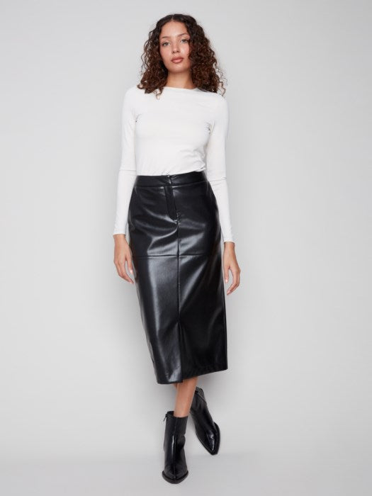 Faux Leather Long Skirt