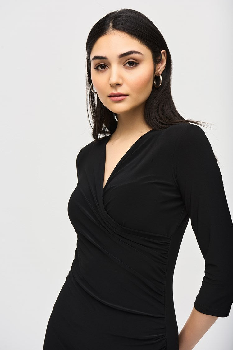 Three Quarter Sleeve Wrap Dress