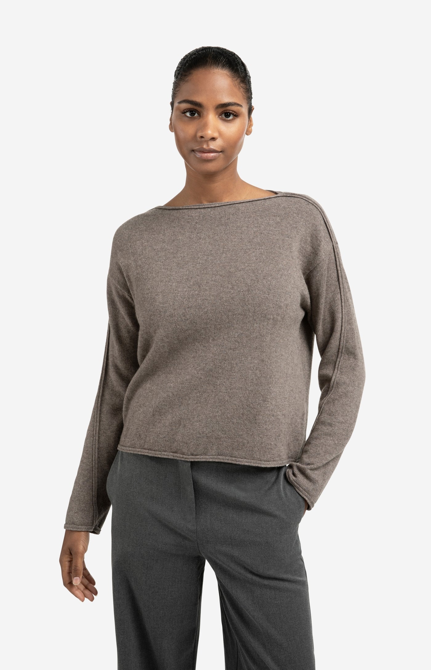 Boatneck Sweater With Seam Detail