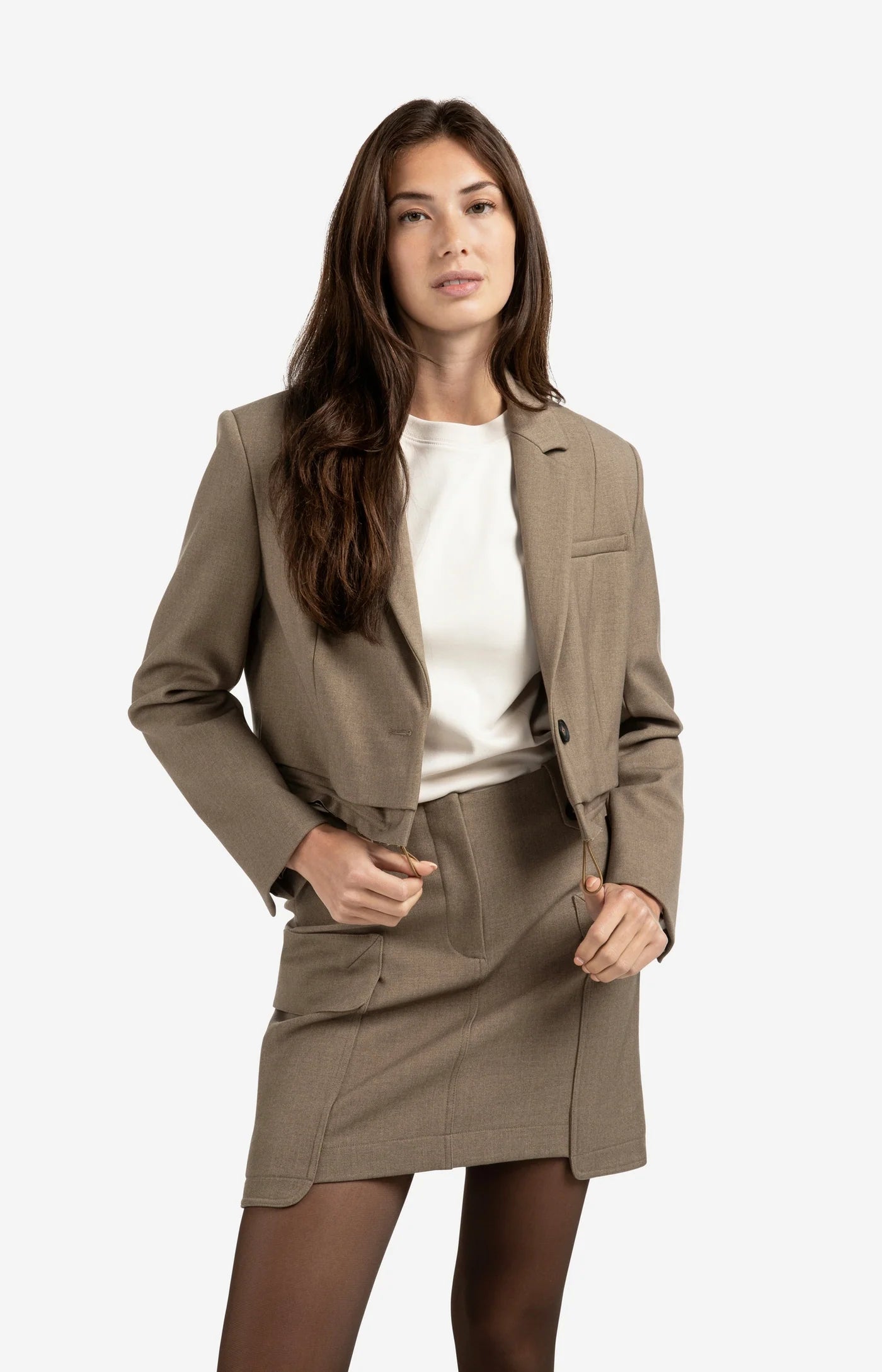Cropped Blazer With Drawstring