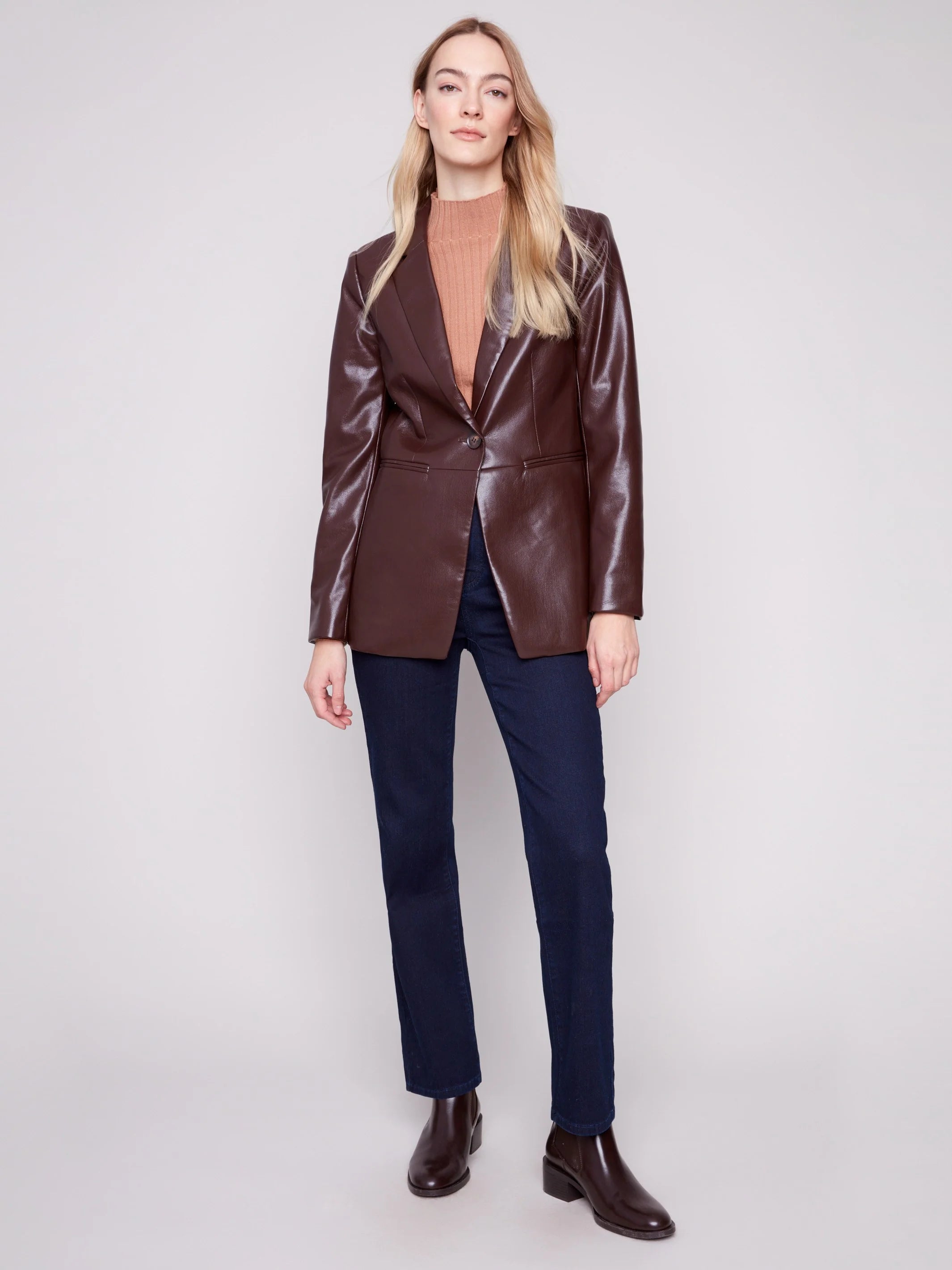 Butter Faux leather Blazer