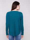 Lace Up Cuff Knit Top