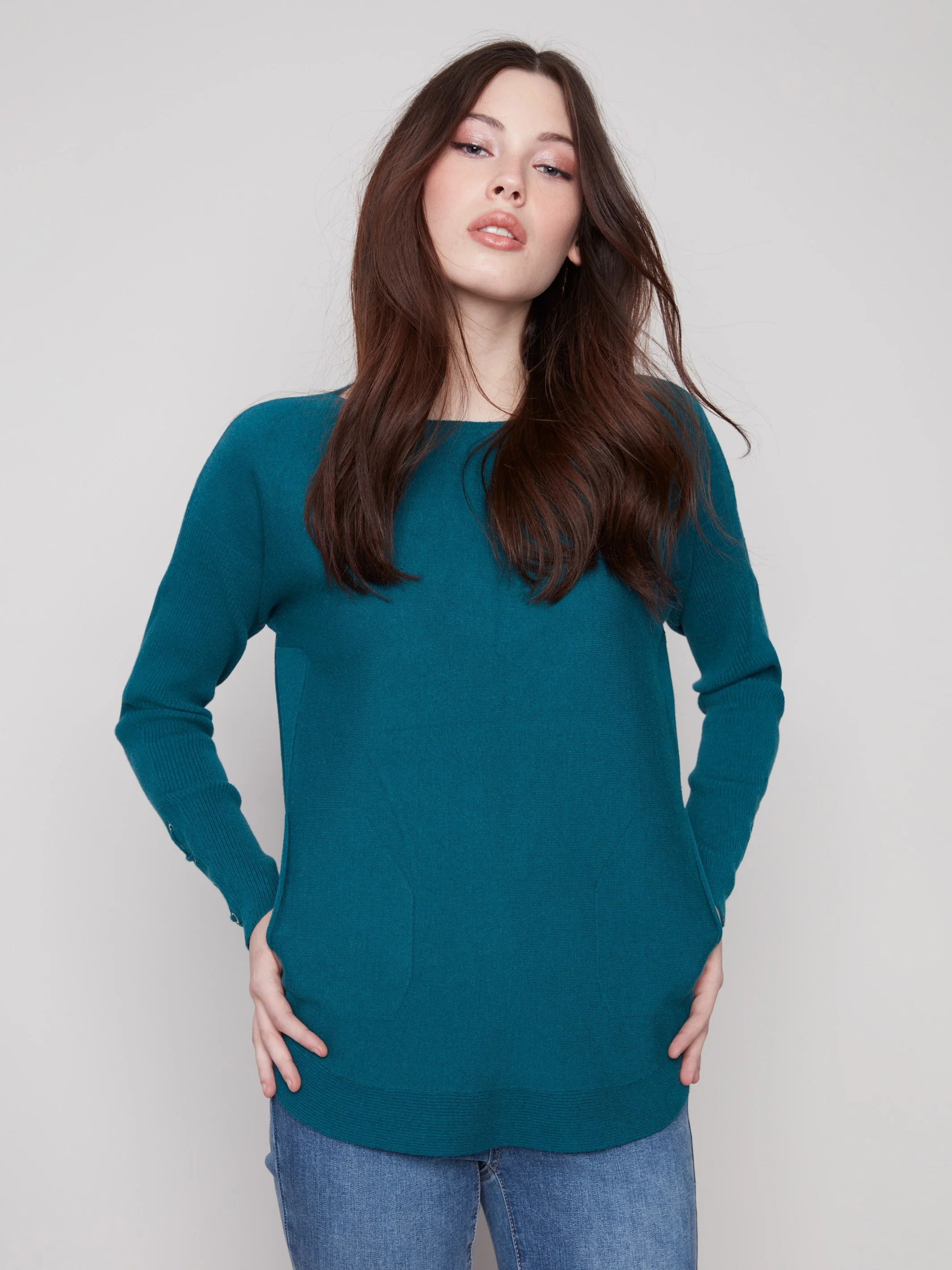 Lace Up Cuff Knit Top