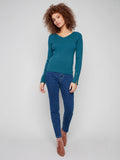 Ribbed V Neck Sweater