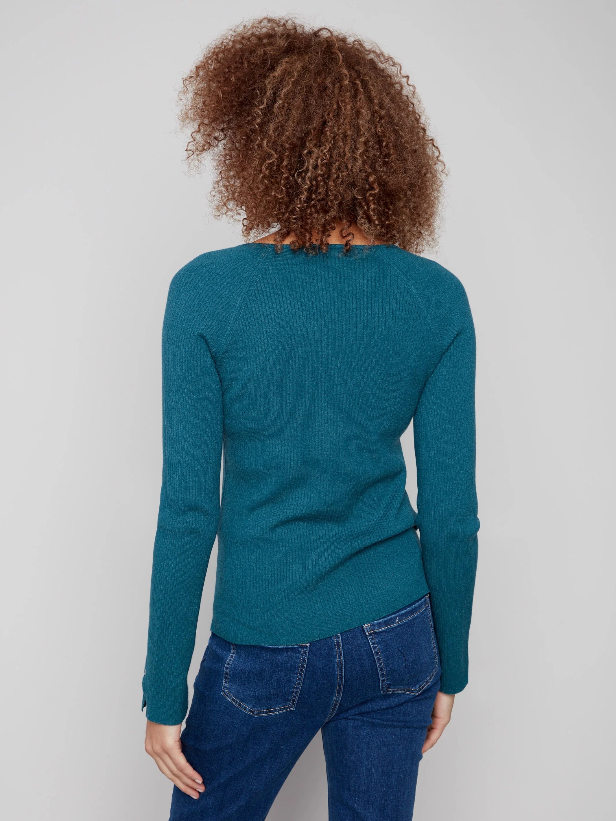 Ribbed V Neck Sweater