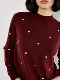 Embroidered Heart Fine Knit Sweater