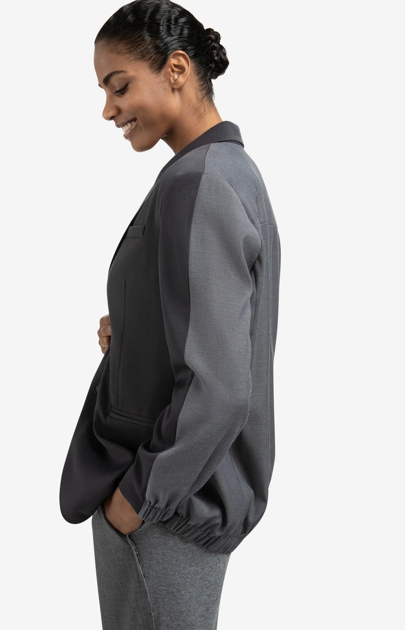 Loose fit blazer with bomber details