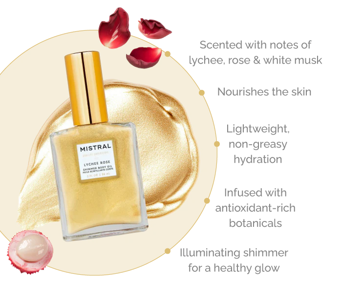 Luxe Shimmer Body Oil Lychee Rose