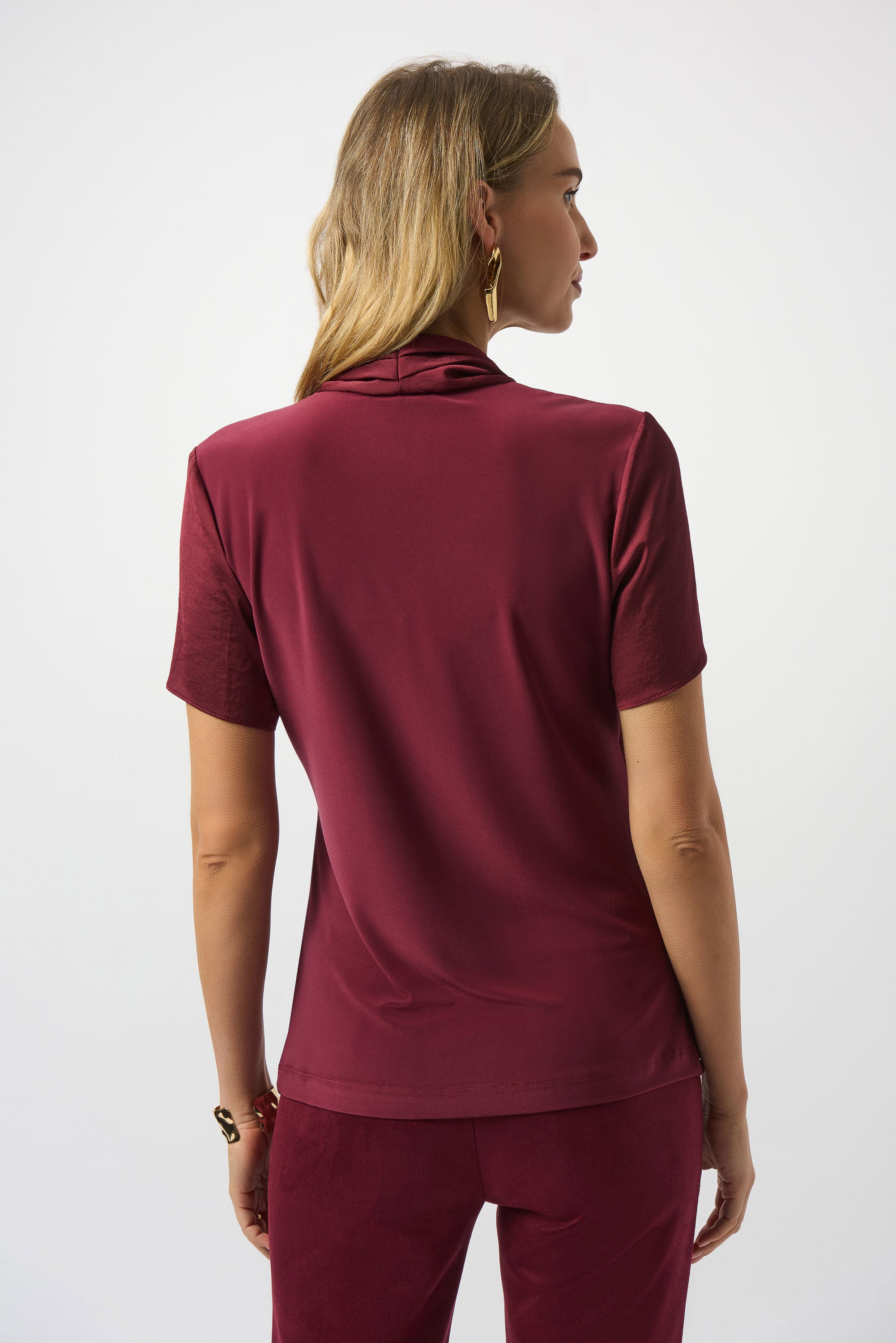 Recycled Satin And Silky Knit Wrap Top