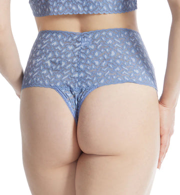Stonewash Blue Leopard Retro Lace Thong