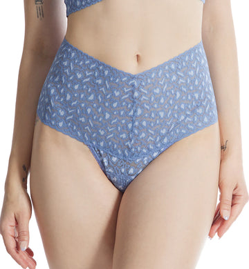 Stonewash Blue Leopard Retro Lace Thong
