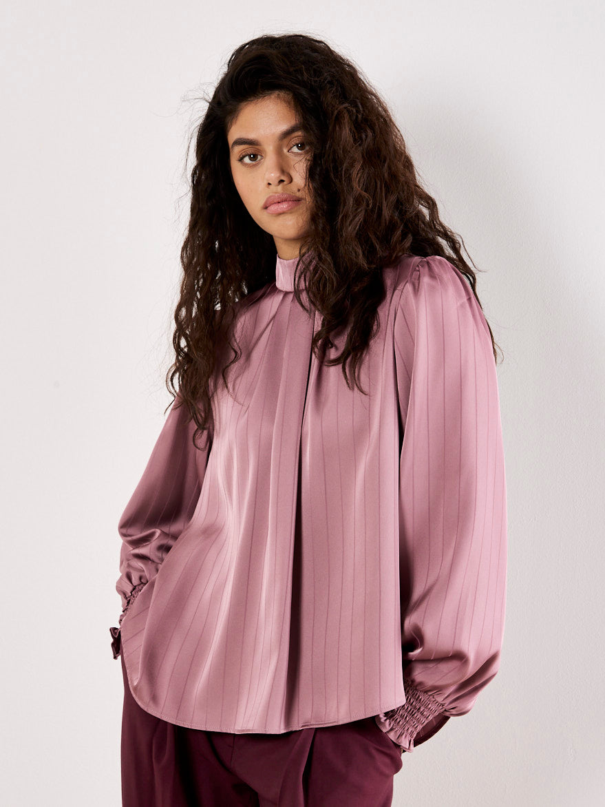 Self Stripe Tie Back Blouse