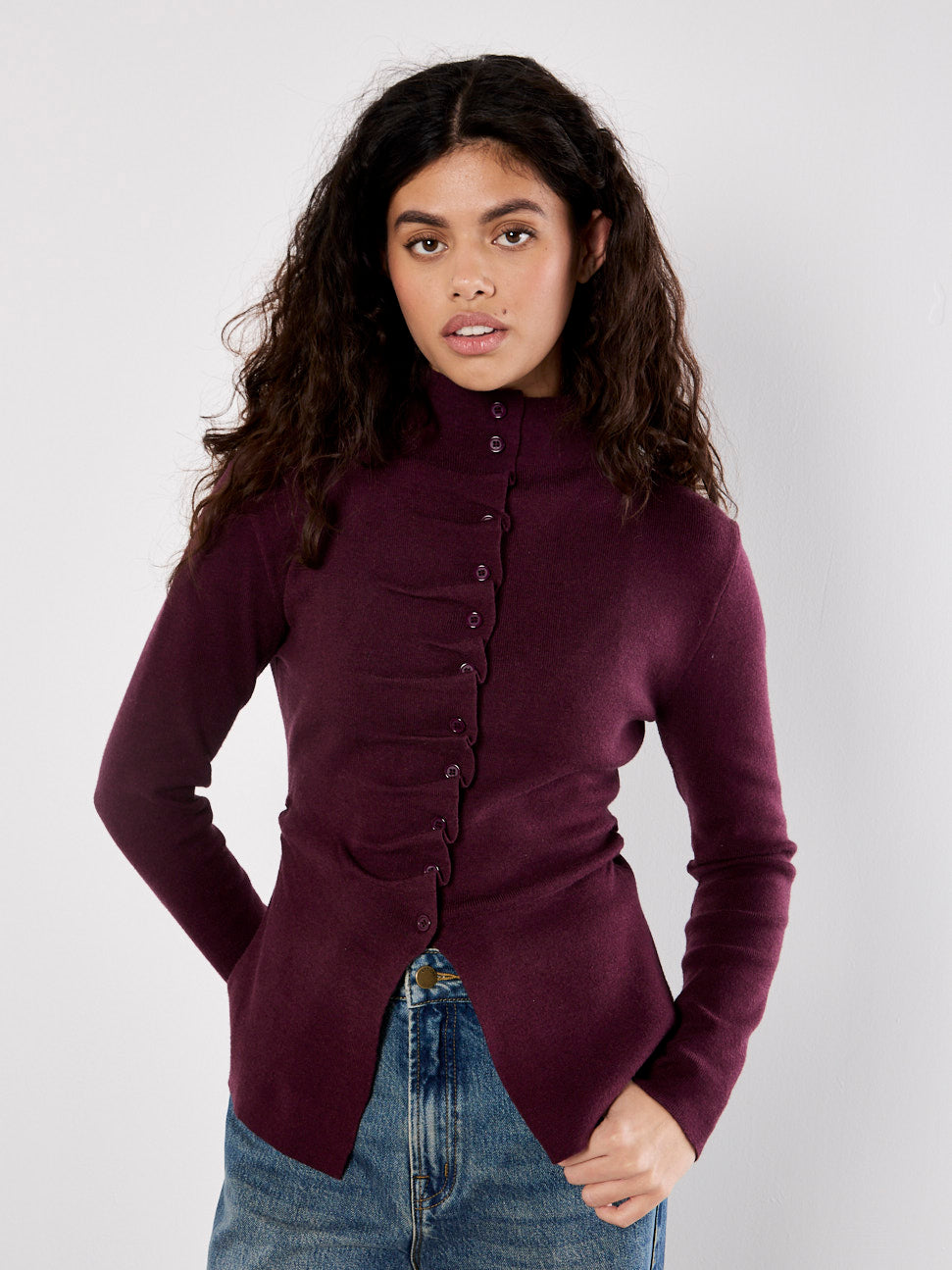 Ruffle Trim Cardigan