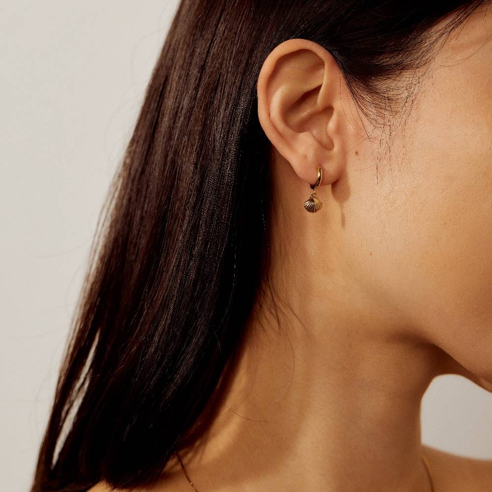 Demi-fine Shell Charm Earring