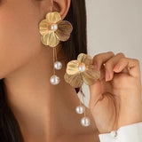 Gingko Pearl & Flower Earrings