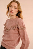 Vintage Pink Ruffled Sweater