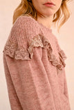 Vintage Pink Ruffled Sweater