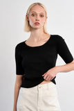 Ribbed Knit Keyhole Top