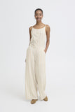 Wide Leg Stripe Linen Pant