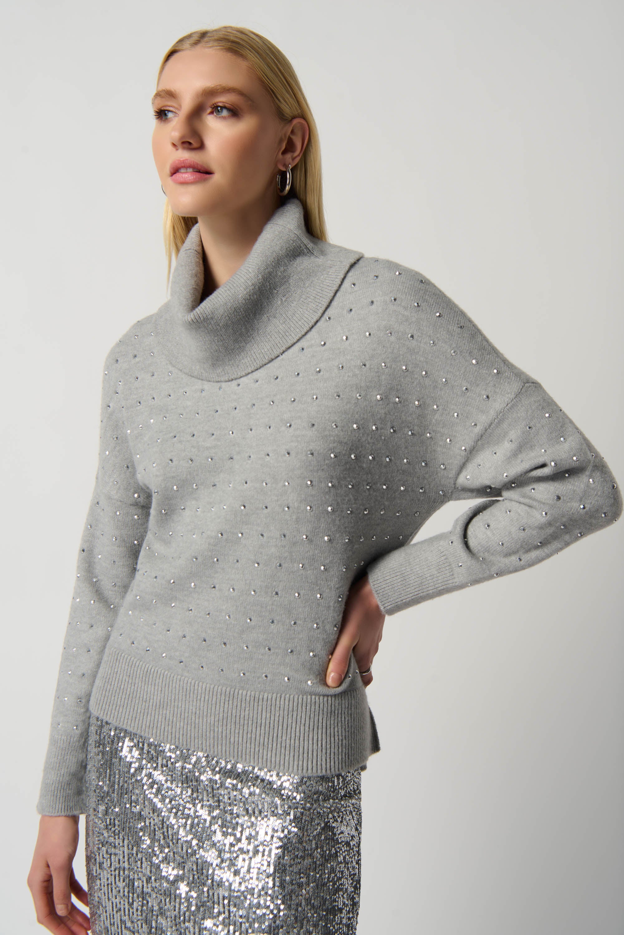 Cowl Neck Studded Sweater