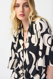 Abstract Print Front Tie Blouse