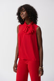 Bow Collar Sleeveless Top