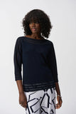 Knit Pullover with Mesh Stripe Detail