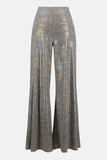 Foiled Melange Wide-Leg Pants