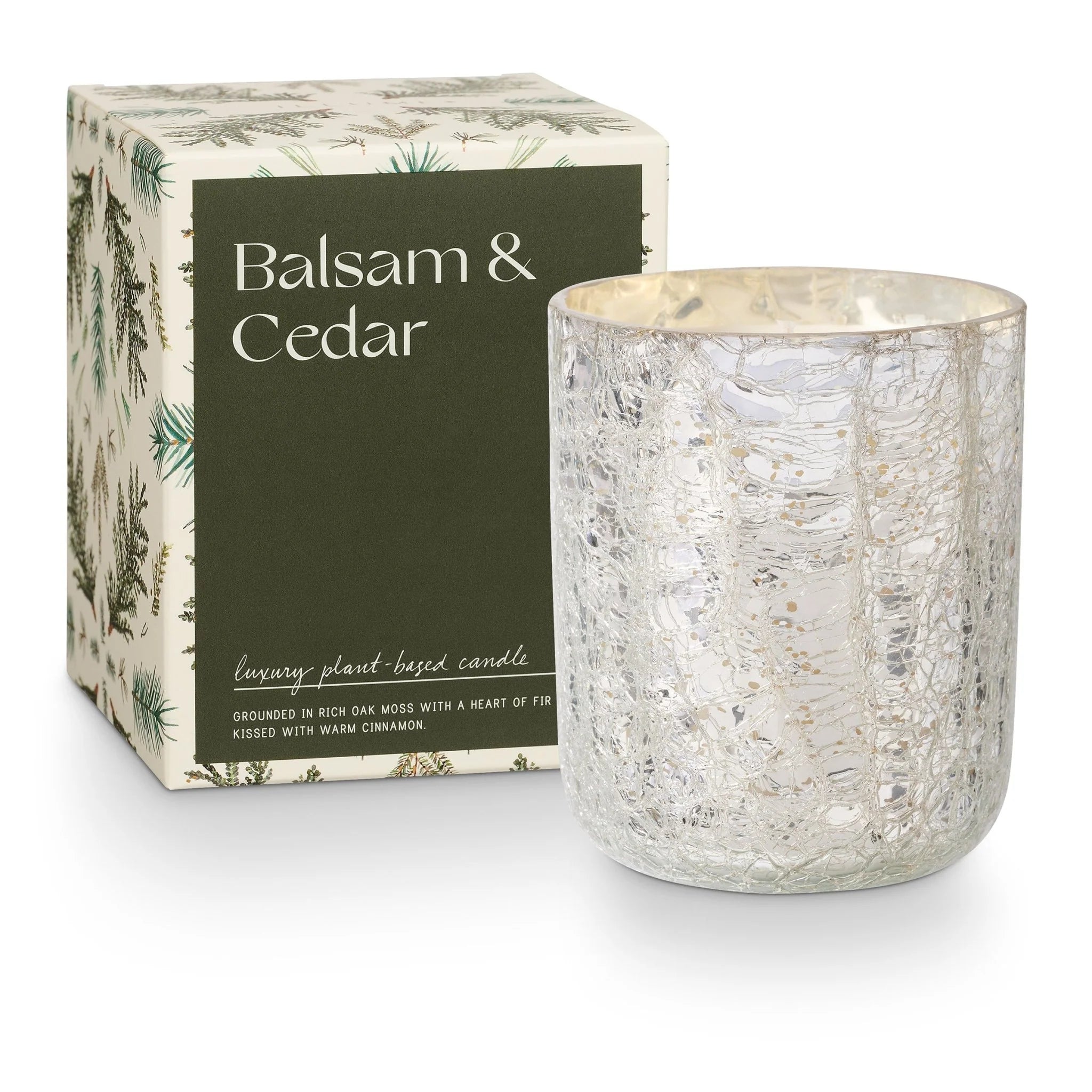 Balsam & Cedar Small Crackle Glass Candle