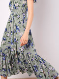 Printed Faux Wrap Dress