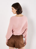 Batwing Ribbed Knit Pullover