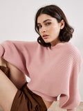 Batwing Ribbed Knit Pullover