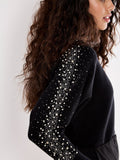 Pearl Studded Batwing Sweater