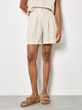 Linen Blend Pleated Shorts