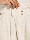 Linen Blend Pleated Shorts