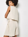 Linen Blend Pleated Shorts