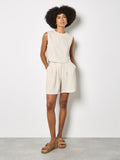Linen Blend Pleated Shorts