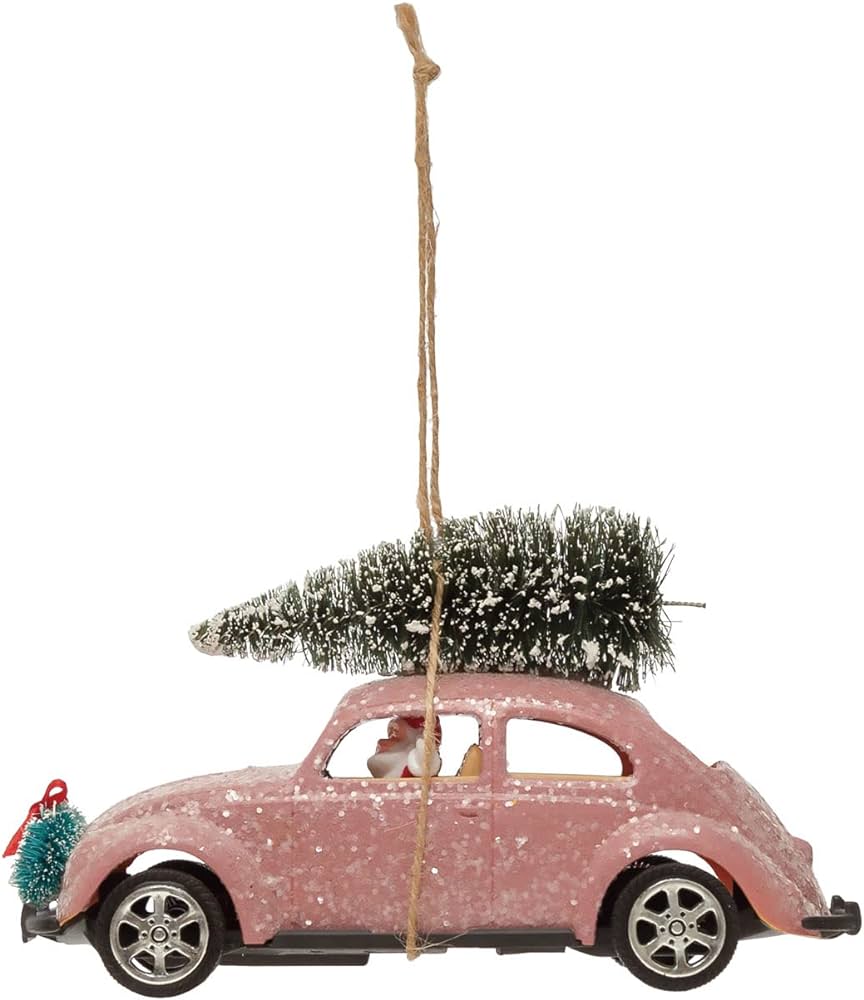 Santa Pink Car Ornament