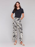 Linen Blend Printed Cropped Pant