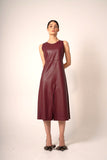 Wine Faux Leather Dress