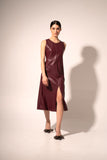 Wine Faux Leather Dress