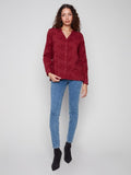 Flower Applique Button Down Blouse