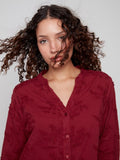Flower Applique Button Down Blouse