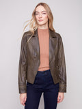 Vintage Faux Leather Jacket With Zipper Details