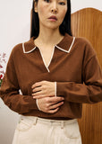 Marron Polo Top