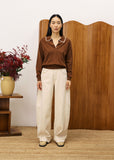 Marron Polo Top